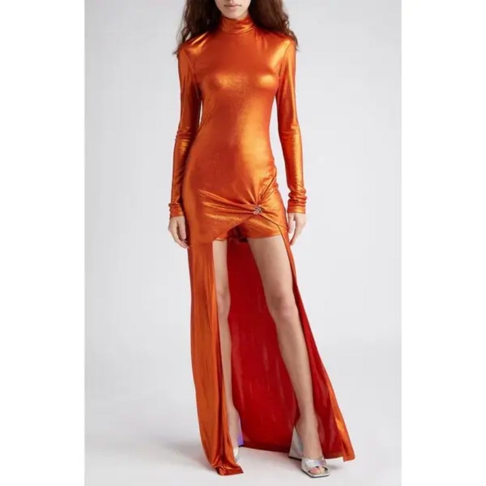 MARGHERITA MACCAPANI Ava Long Sleeve Laminated Knit Dress Sz M Org $1,190